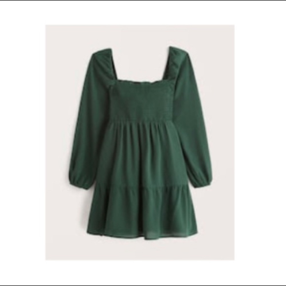 A&F Long Sleeve Smocked Mini Dress & Scrunchie